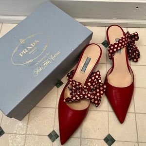 Prada red leather heels